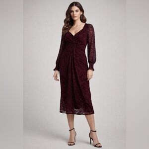 Dex Occasion Burgundy Velvet Burnout Midi Dress – Screen Worn Cruel Intentions
